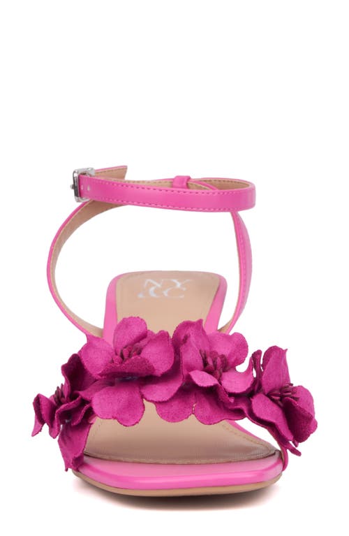 Shop New York And Company Gwendolyn Flower Strap Sandal In Vivid Berry