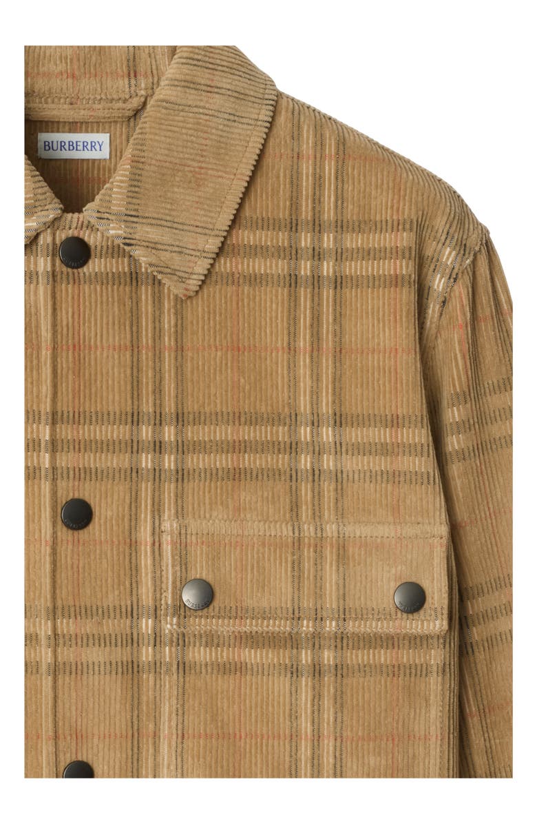 Burberry Check Corduroy Overshirt, Alternate, color, Sand