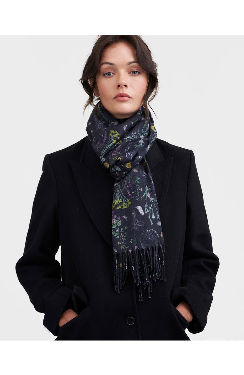 Fable England Wilderness Black Tassel Scarf, Alternate, color, Black