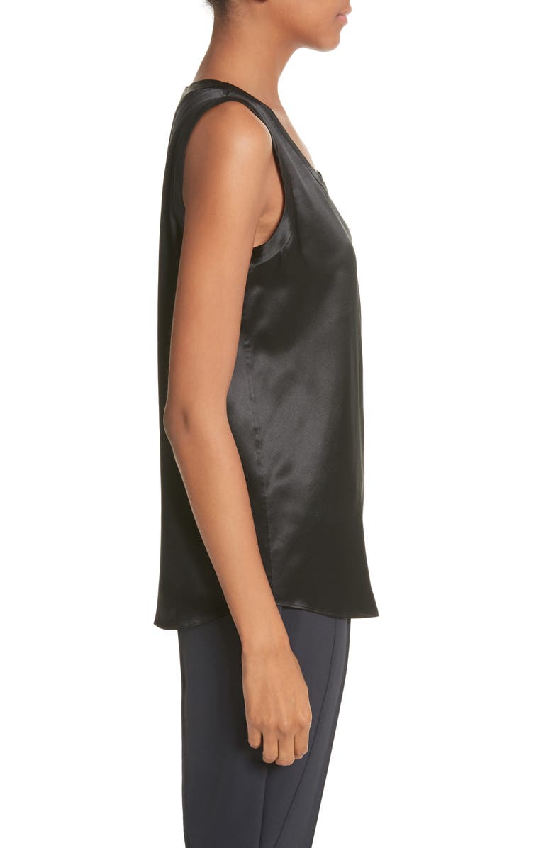 Lafayette 148 New York Perla Reversible Silk Blouse, Alternate, color, Black