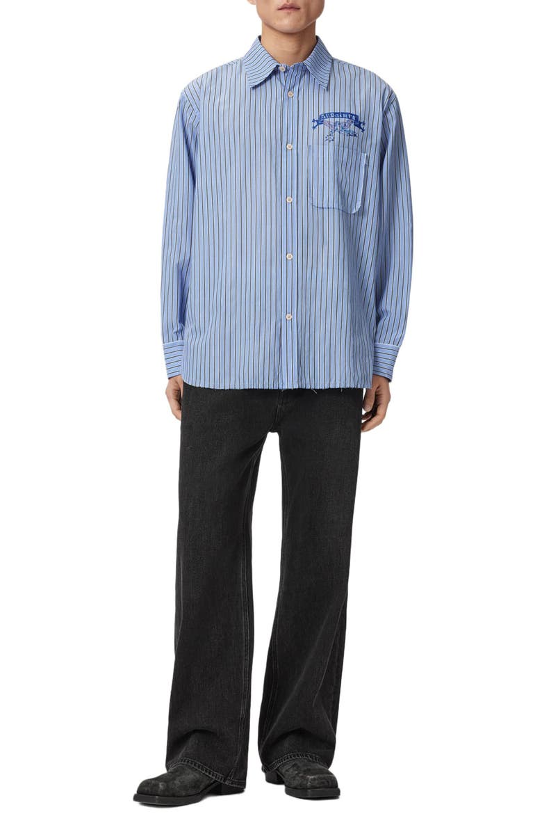 AllSaints Norte Graphic Button-Up Shirt, Alternate, color, Lakehouse Blue