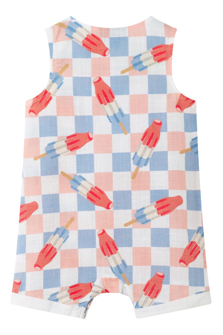 Print Sleeveless Romper & Bucket Hat Set, Alternate, color, WHITE