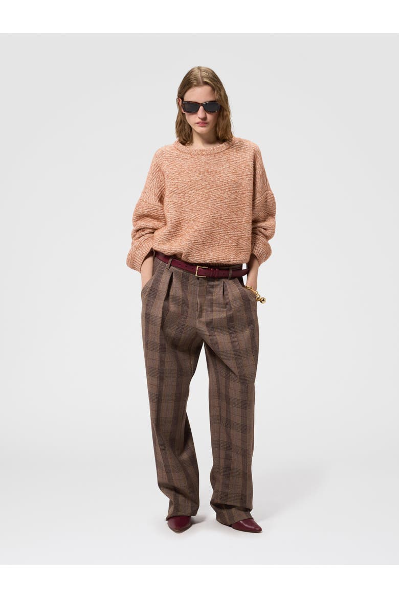 Crewneck Sweater With Zig Zag Texture, Alternate, color, Beige