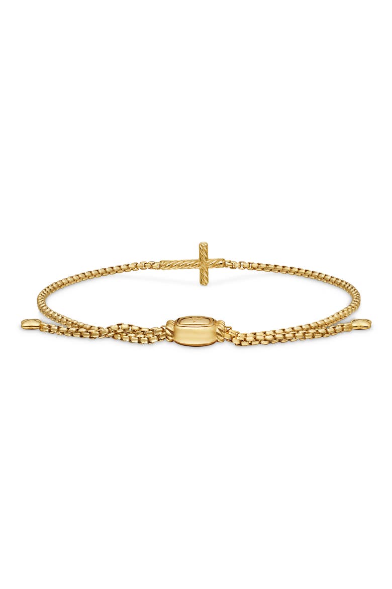 Petite Pavé Cross Bracelet with Diamonds in 18K Gold, Alternate, color, GOLD