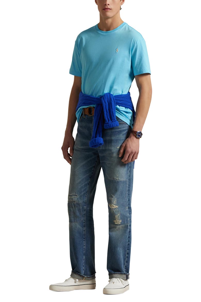 Embroidered Short Sleeve Jersey T-Shirt, Alternate, color, NEPTUNE