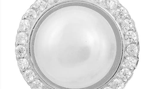 Savvy Cie Jewels 11mm Freshwater Pearl Cz Halo Stud Earrings In Metallic
