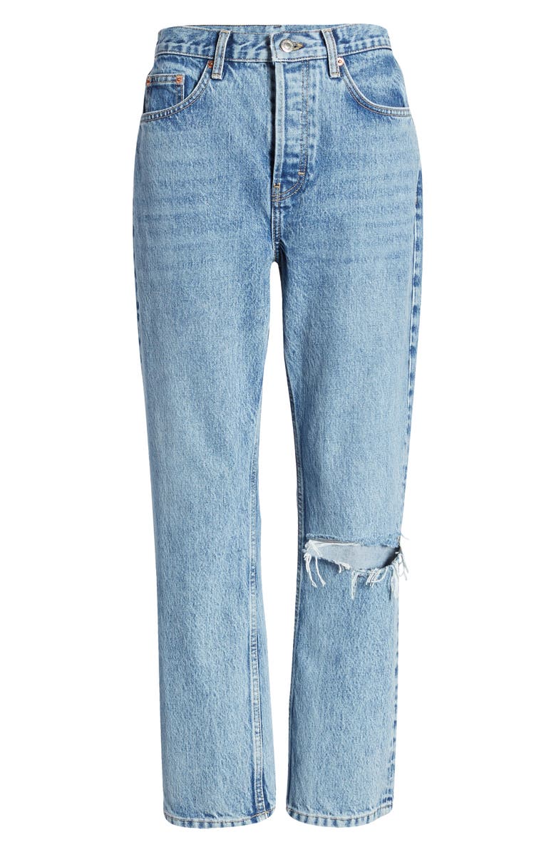 Topshop Chicago Crop Slim Straight Jeans, Alternate, color,