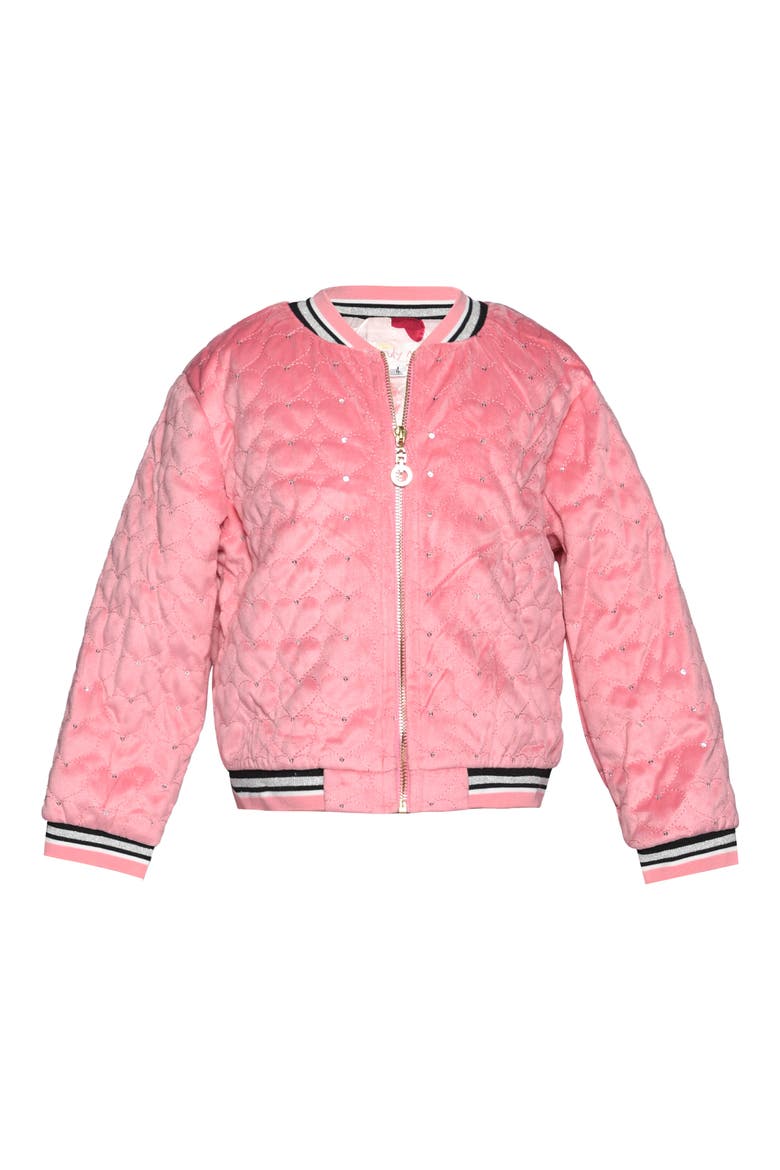 Kids' Rhinestone Detail Heart Quilted Jacket, Main, color, PINK