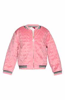 Truly Me Kids' Rhinestone Detail Heart Quilted Jacket