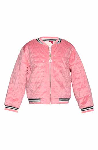 Truly Me Kids' Rhinestone Detail Heart Quilted Jacket