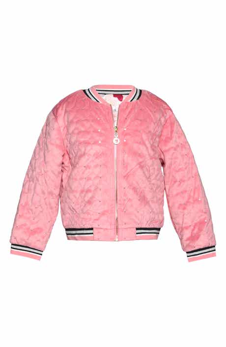 Truly Me Kids' Rhinestone Detail Heart Quilted Jacket