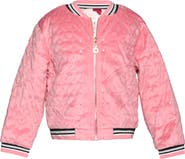 Truly Me Kids' Rhinestone Detail Heart Quilted Jacket