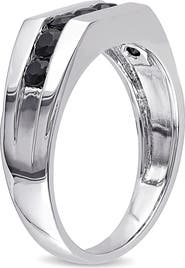 DELMAR Sterling Silver Black Sapphire Ring