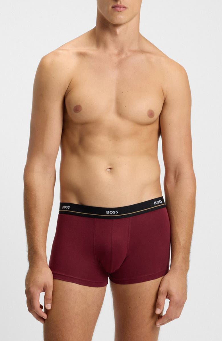 BOSS Assorted 5-Pack Essential Stretch Cotton Trunks, Main, color, Black/ Red/ Grey/ Navy