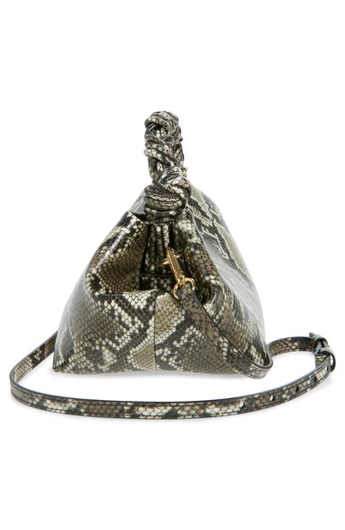 Ganni 'bou' Grey Handbag With Adjustable And Removable Shoulder Strap And Embossed Snakeskin Effect