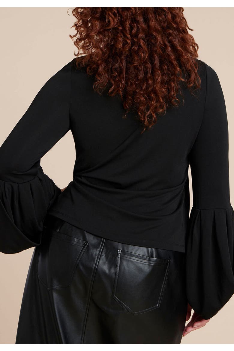 Draped Cuff Top, Alternate, color, BLACK ONYX