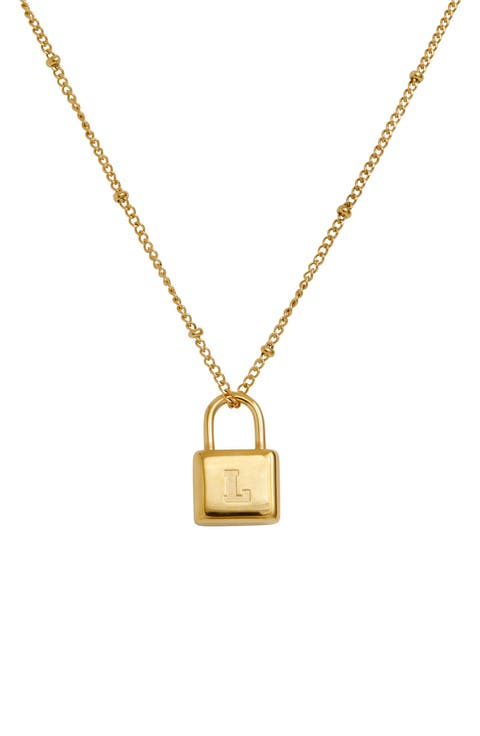 Initial Lock Pendant Necklace