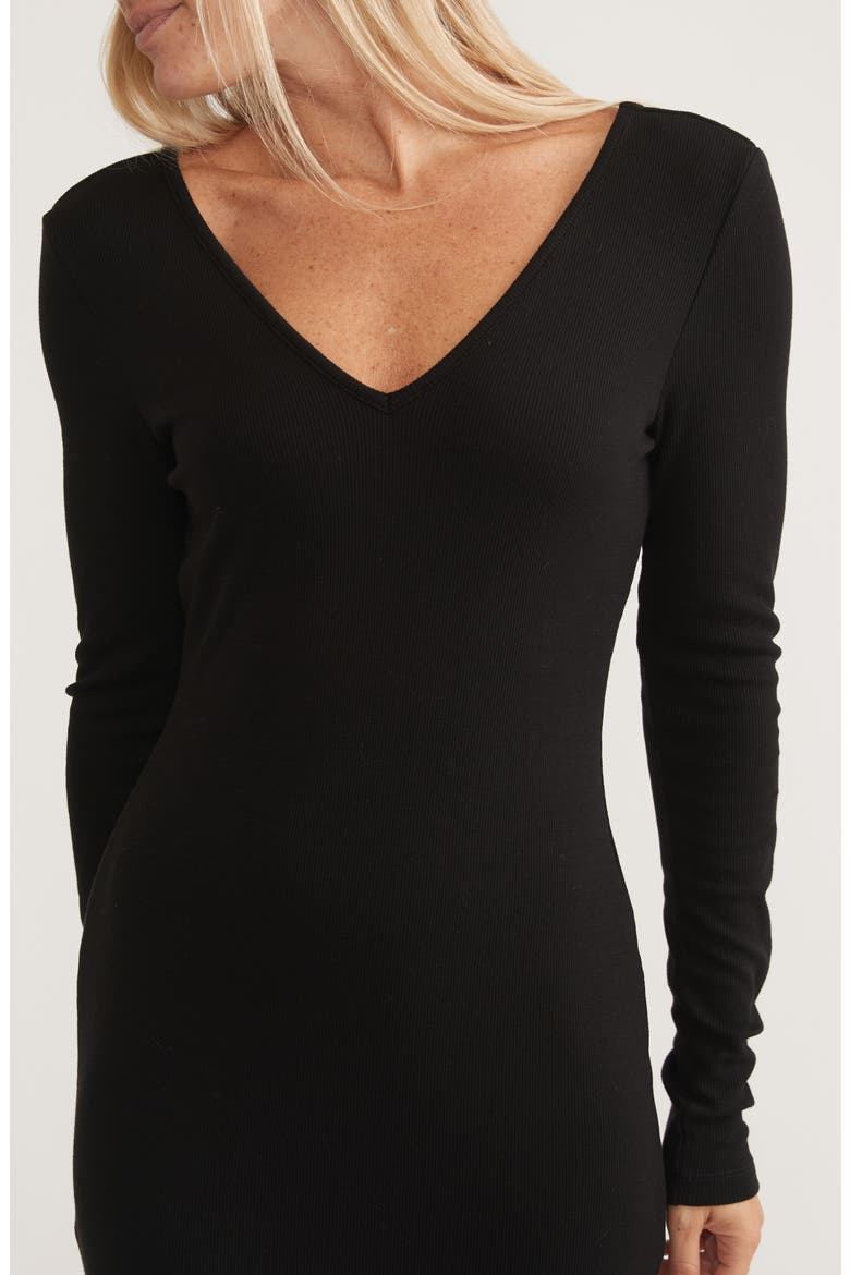 Lexi Long Sleeve V-Neck Dress, Alternate, color, BLACK