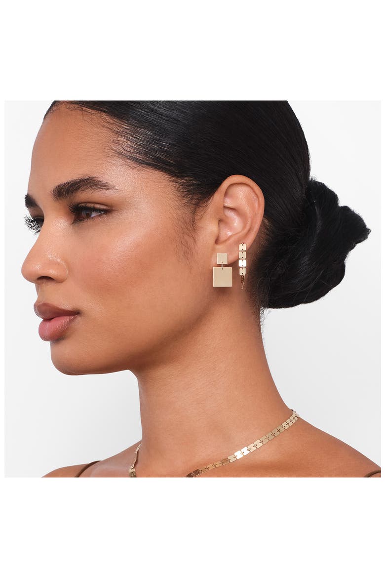 14K Gold Laser Square Linear Drop Earrings, Alternate, color, YELLOW GOLD