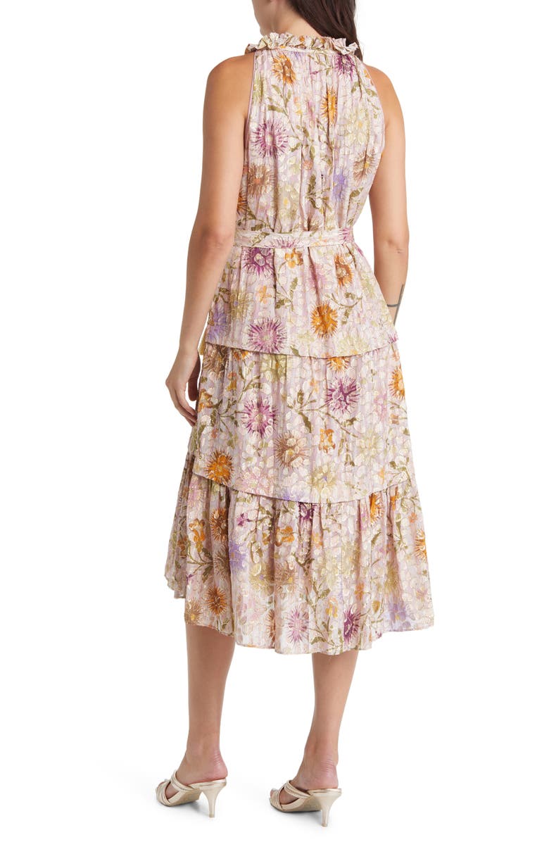KOBI HALPERIN Rosalie Metallic Floral Tiered Dress, Alternate, color,