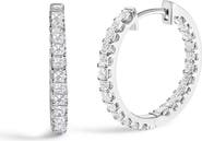 Haus of Brilliance 14K White Gold 2.00 Cttw Princess Diamond Inside Out Hoop Earrings