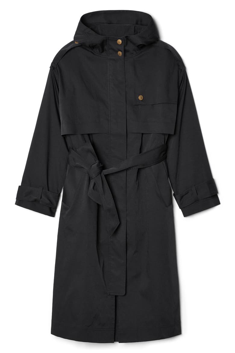 Utility Trench Coat, Alternate, color, BLACK