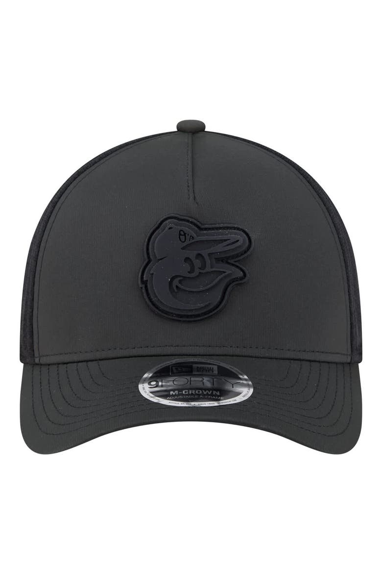 Men's New Era  Black Baltimore Orioles Badged M-Crown A-Frame 9FORTY Trucker Adjustable Hat, Alternate, color, Black