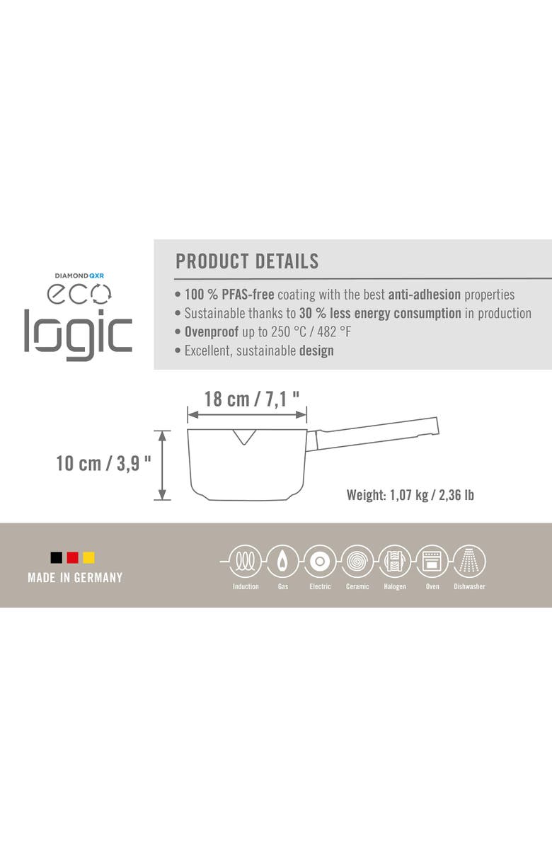 WOLL Ecologic Nonstick Sauce Pan 7-Inch, 2.5 Quart, Alternate, color, Black