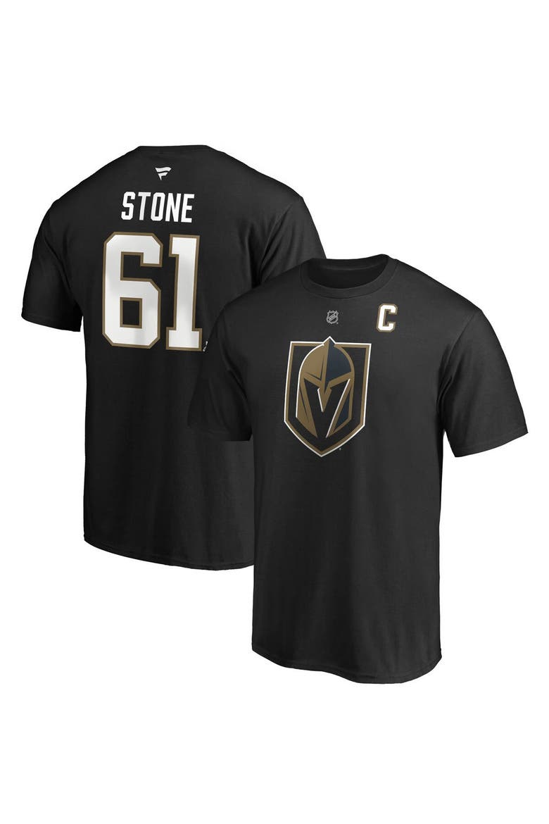Men's Fanatics Branded Mark Stone Black Vegas Golden Knights Authentic Stack Player Name & Number Captain Patch T-Shirt, Main, color, Black