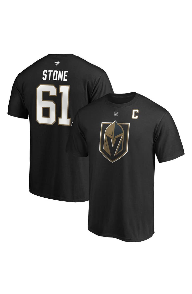 FANATICS Men's Fanatics Branded Mark Stone Black Vegas Golden Knights Authentic Stack Player Name & Number Captain Patch T-Shirt, Main, color, Black