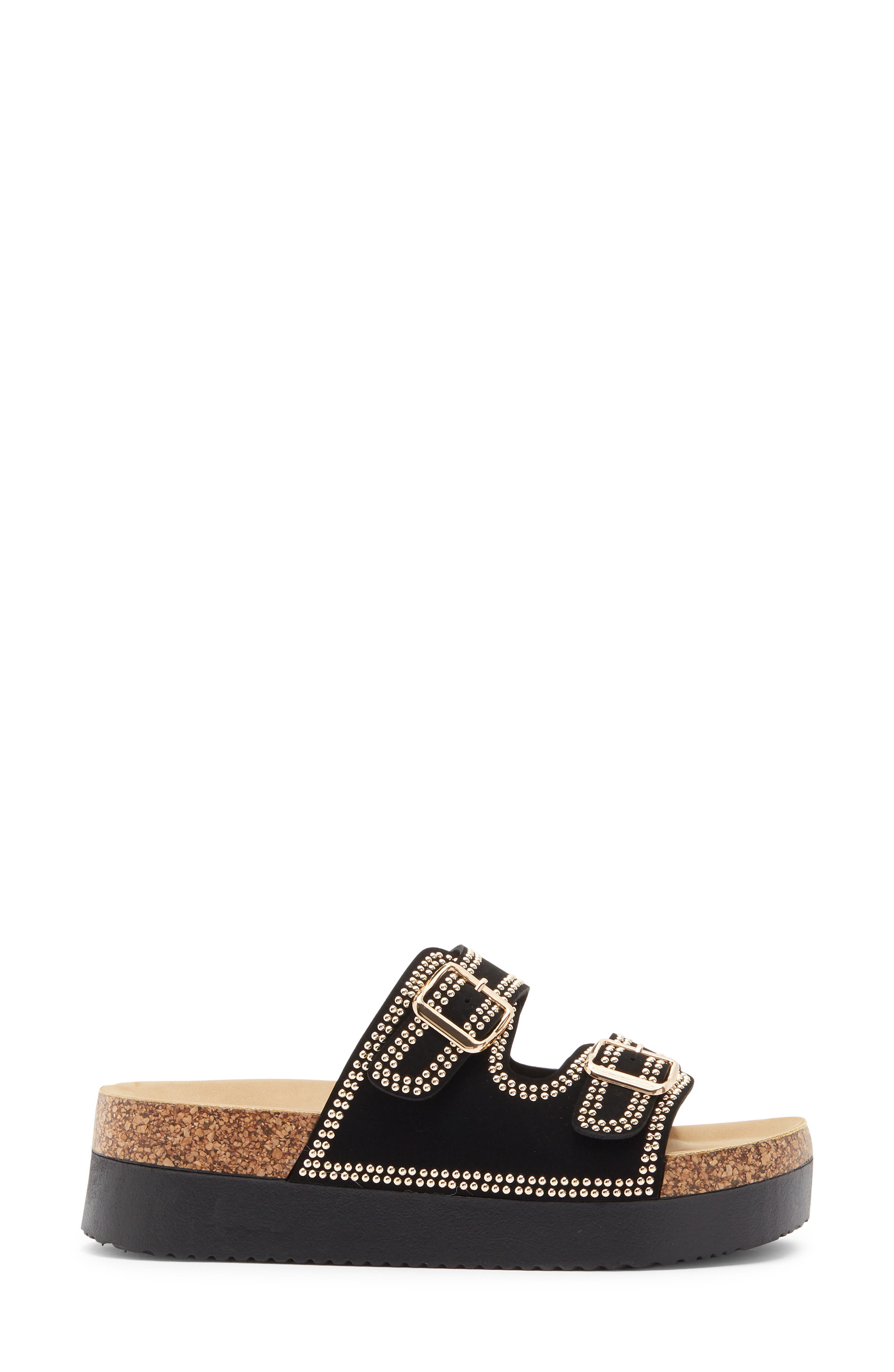 TOP MODA Avril Platform Slide Sandal, Alternate, color, Black Nub