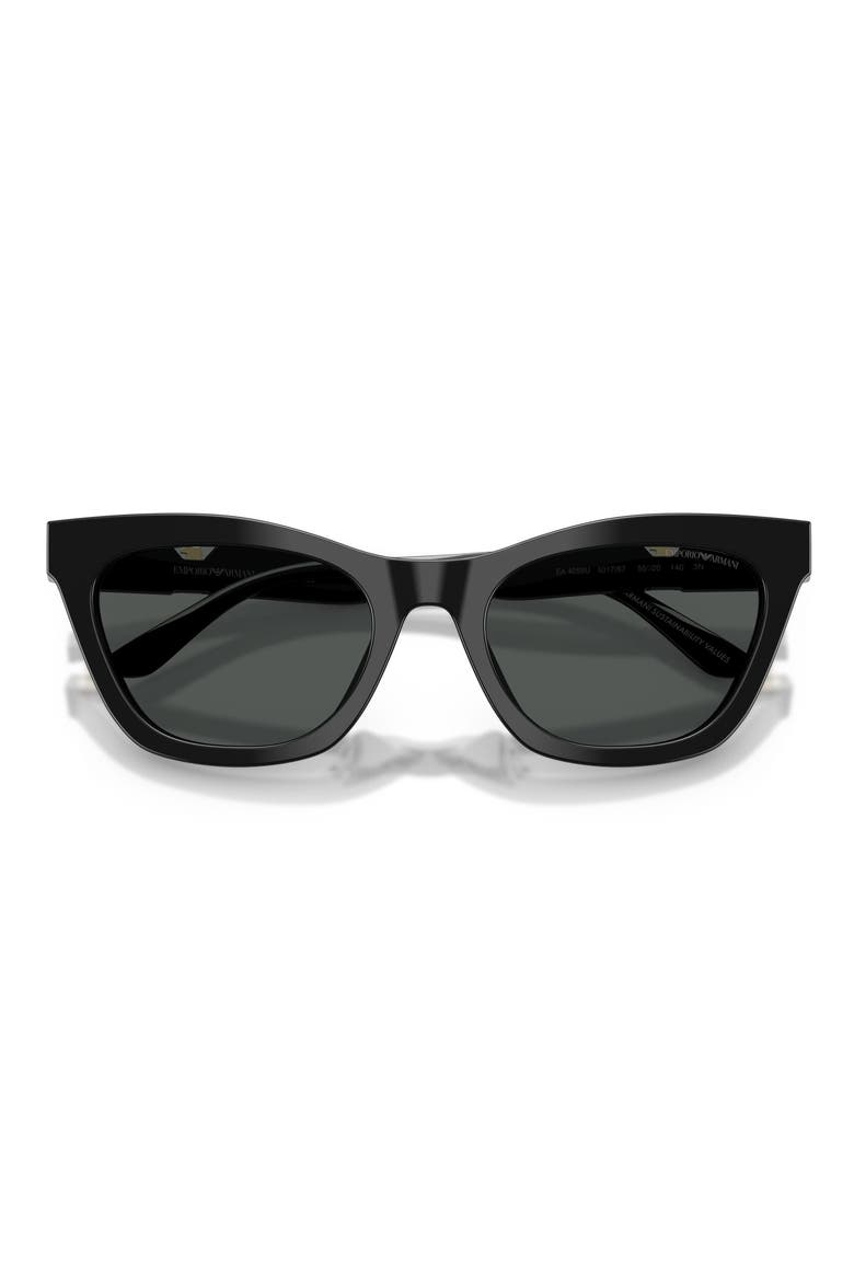 55mm Cat Eye Sunglasses, Alternate, color, SHINY BLACK / DARK GREY