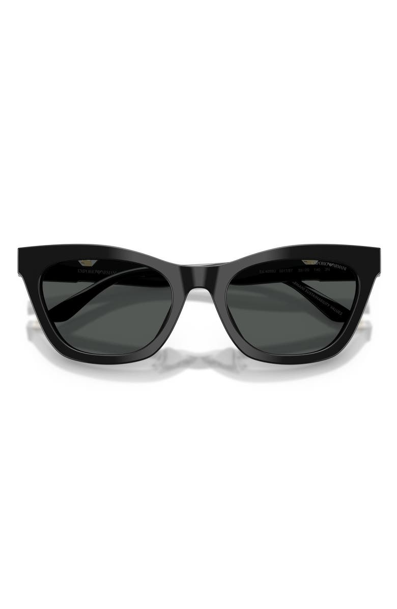 Emporio Armani 55mm Cat Eye Sunglasses, Alternate, color, Shiny Black / Dark Grey