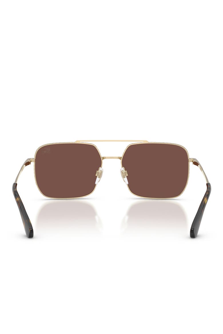 BE3179 57mm Square Aviator Sunglasses, Alternate, color, LIGHT GOLD / BLACK CHOCOLATE