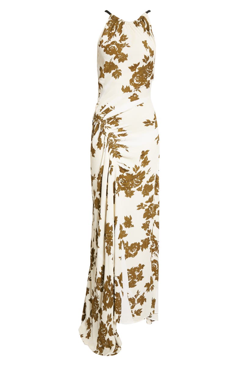 Proenza Schouler Floral Halter Neck Asymmetric Crepe Maxi Dress, Alternate, color, 
