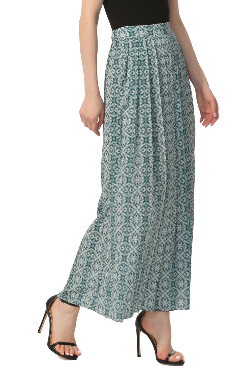 Women's Print Box Pleat Maxi Skirt, Alternate, color, Teal