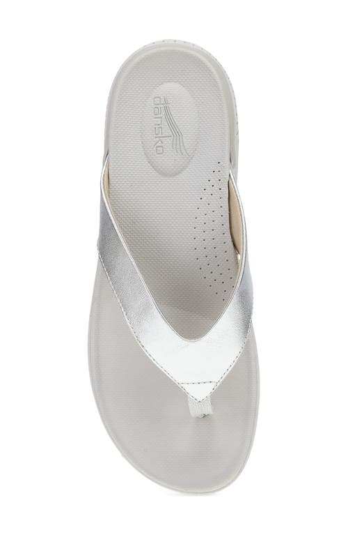 Dansko Rosemary Platform Flip Flop In Silver Metallic