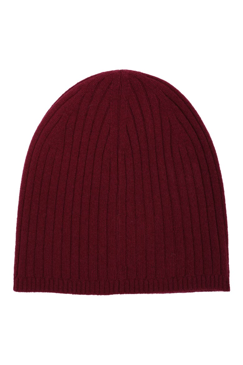 Signature Cashmere Beanie, Alternate, color, DARK GARNET