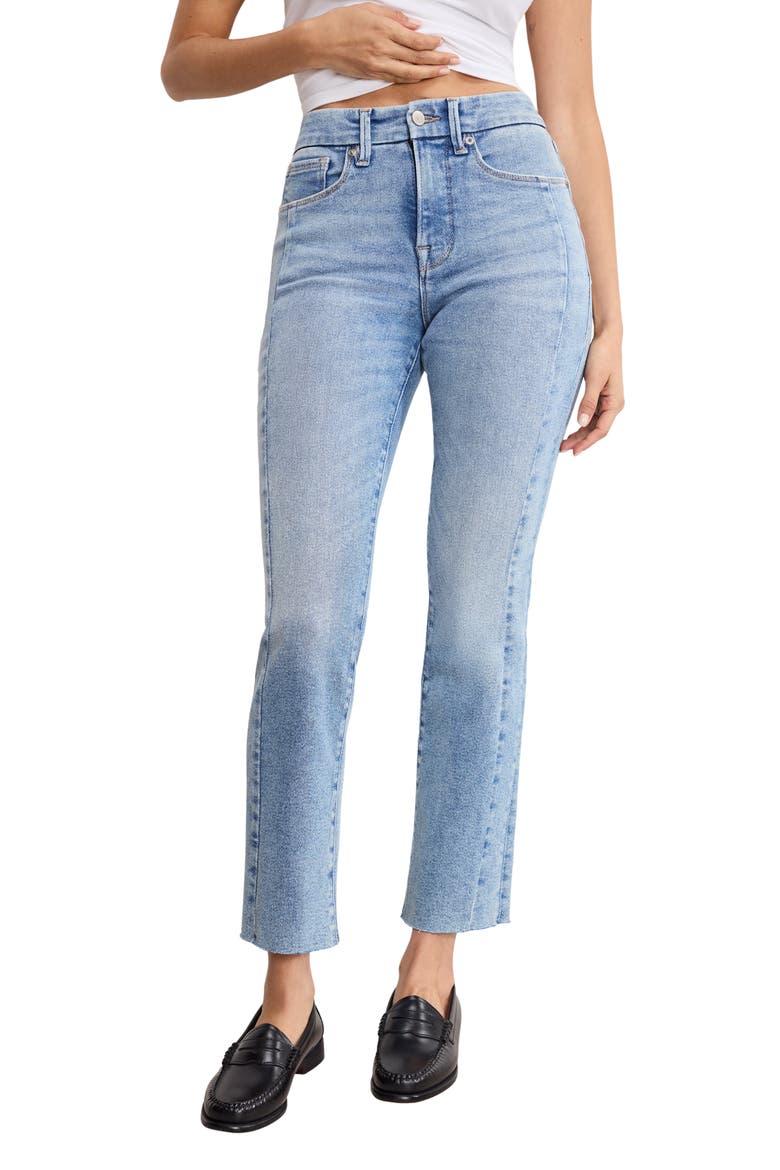 Soft-Tech Good Straight Raw Hem Ankle Straight Leg Jeans, Main, color, INDIGO799