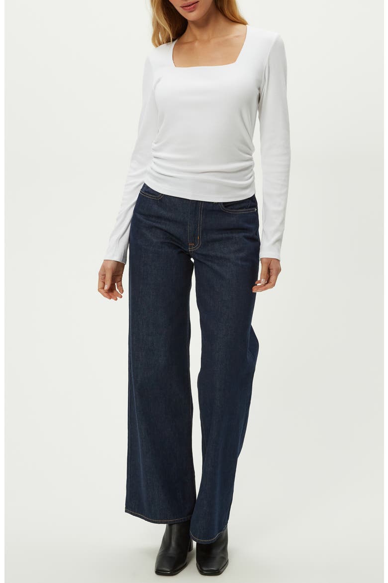 Sarah Long Sleeve Square Neck T-Shirt, Alternate, color, WHITE