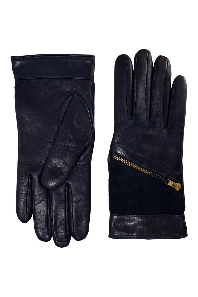 Jacqueline 2 Cashmere Lined Leather Gloves, Main, color, NAVY