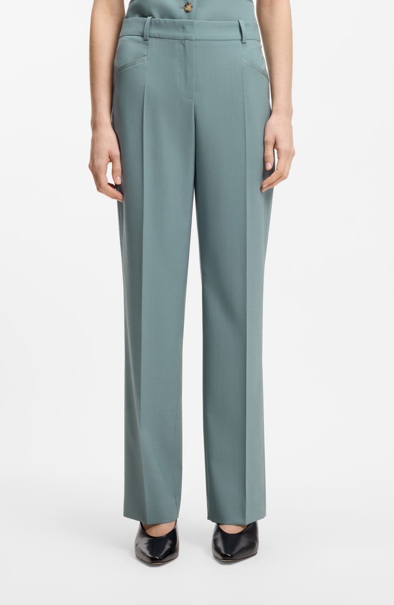 BOSS Tilda Pleat Wide Leg Pants, Main, color, Reef