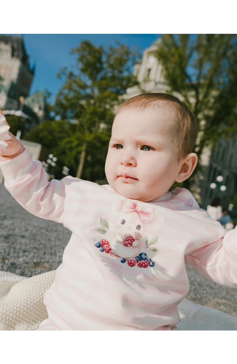 Deux par Deux Cotton Jersey Stripes Top and Pants Set, Alternate, color, White & Pink Stripes