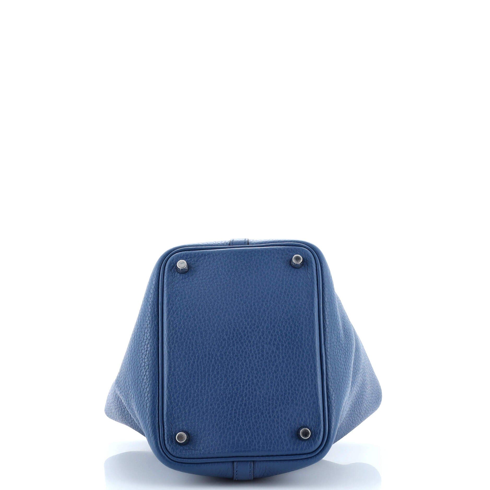 Pre-Owned Hermes Picotin Lock Bag Clemence PM, Alternate, color, Bleu Agate