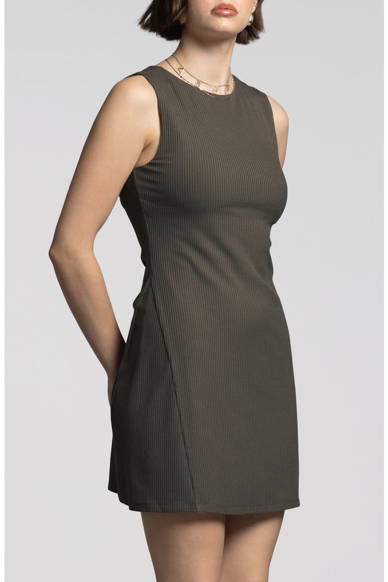 Angelica Sleeveless Rib Minidress, Alternate, color, BLACK BROWN