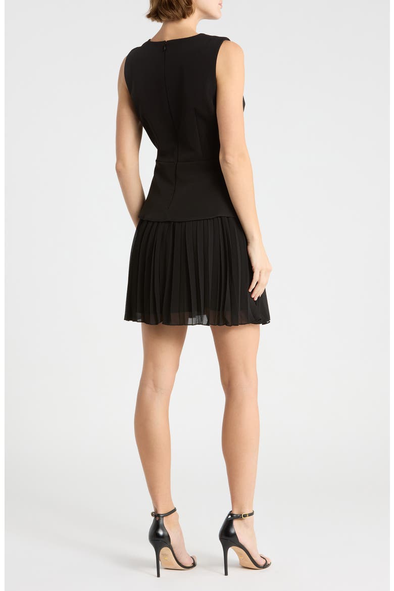 Pleated Crepe Dress, Alternate, color, BLACK
