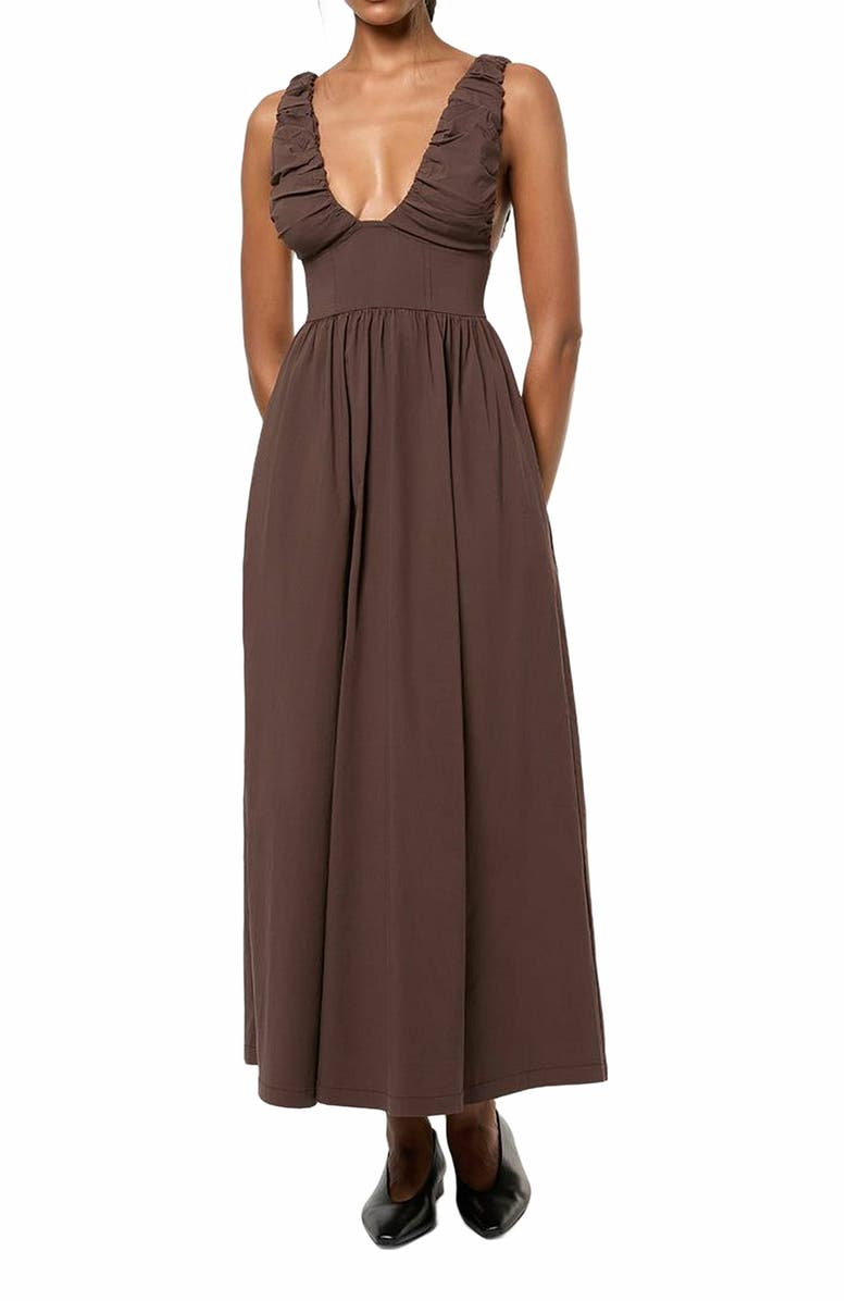 WeWoreWhat Ruched Corset Midi Dress, Alternate, color, 