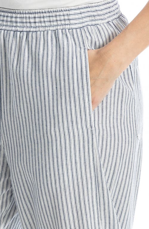 Max Studio Stripe Cuffed Crop Barrel Leg Pants In Blue