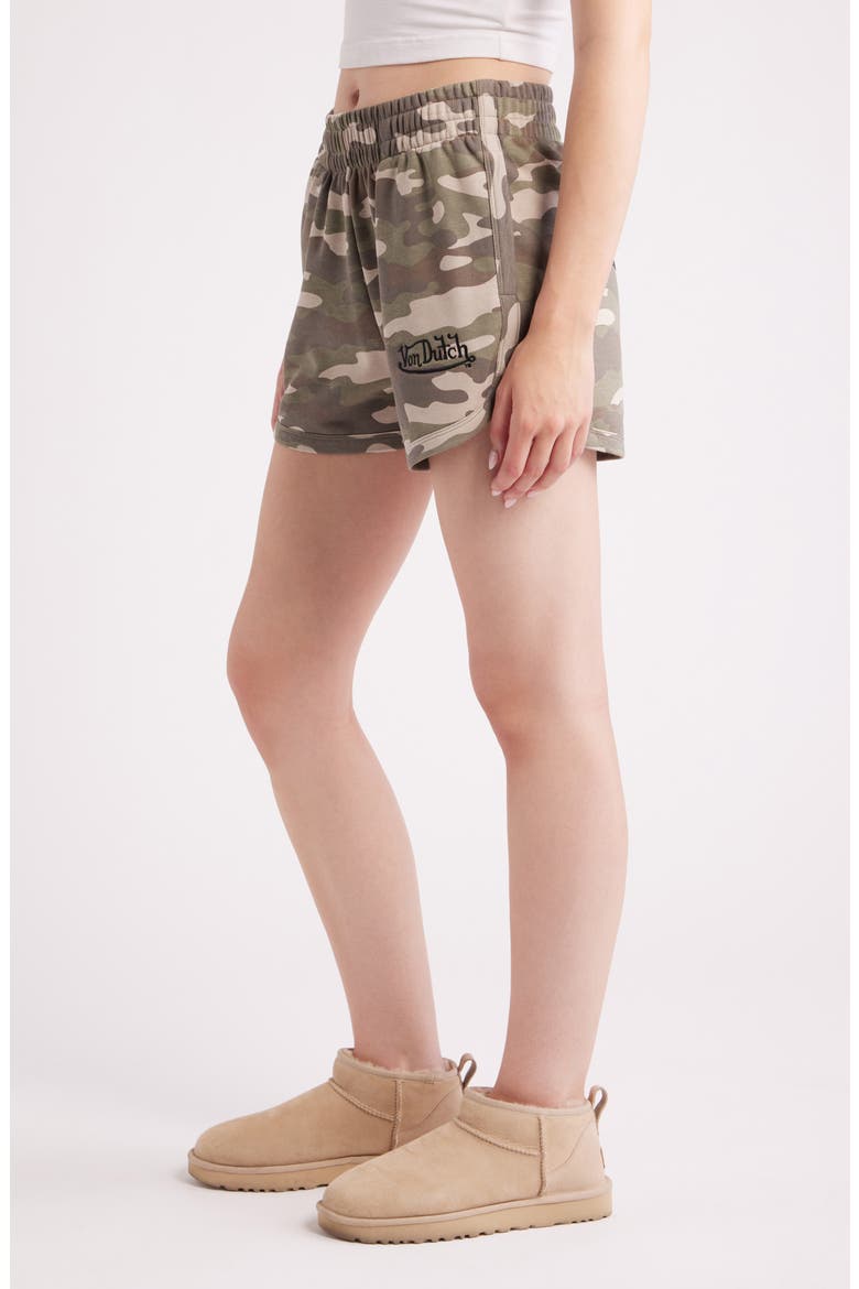 Camo French Terry Dolphin Shorts, Alternate, color, OLIVE NIGHT CAMO