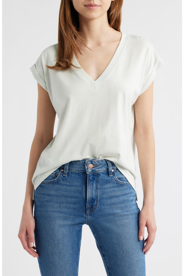 Easy Cotton V-Neck T-Shirt, Main, color, SOFT MINT